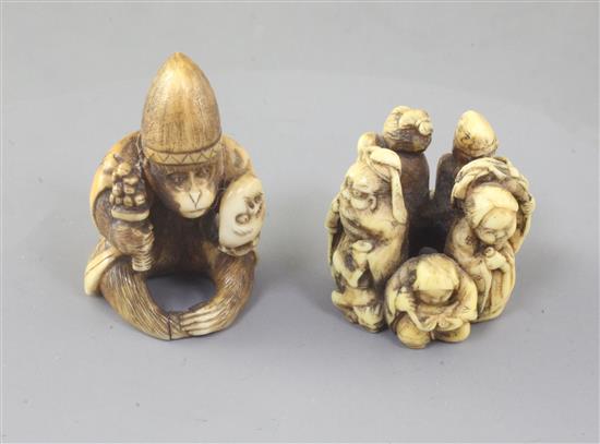 Two Japanese ivory netsuke, 19th century, 2.8cm